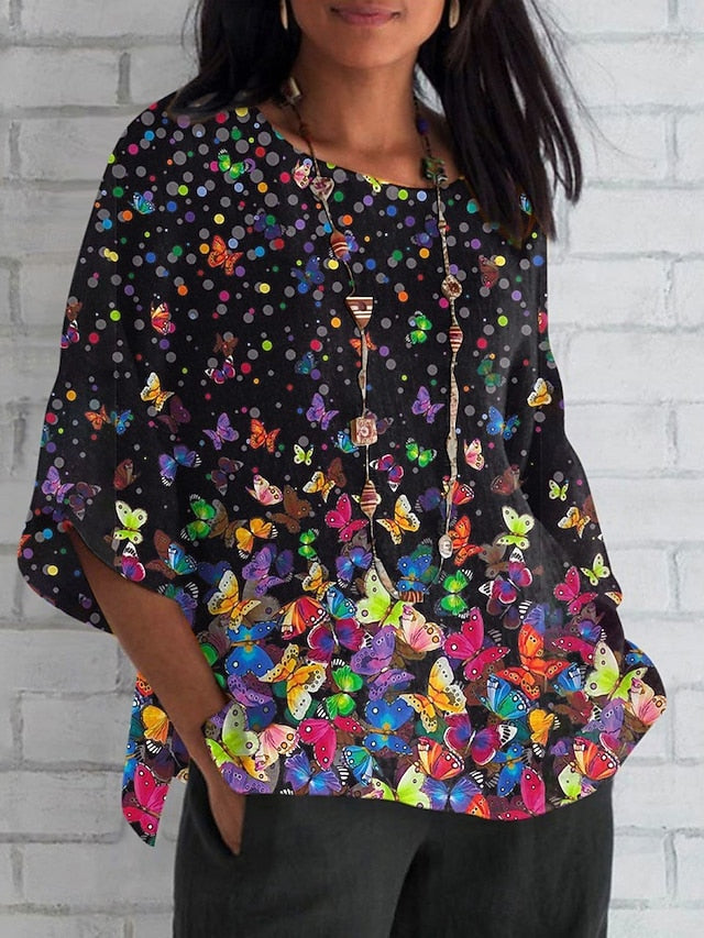 Women's Shirt Print Graphic Butterfly Color Gradient Daily