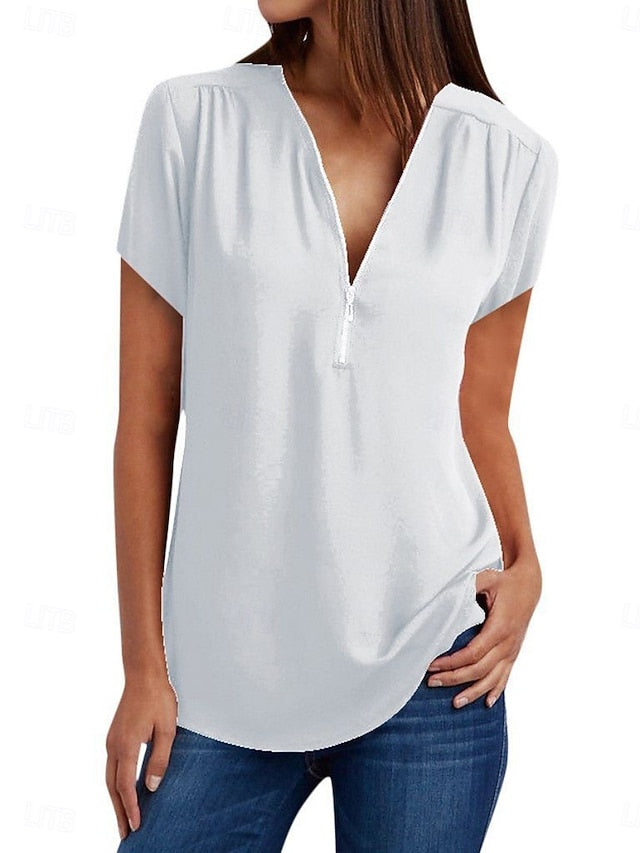 Women's T Shirt Solid Color Plain Fashion Modern Casual