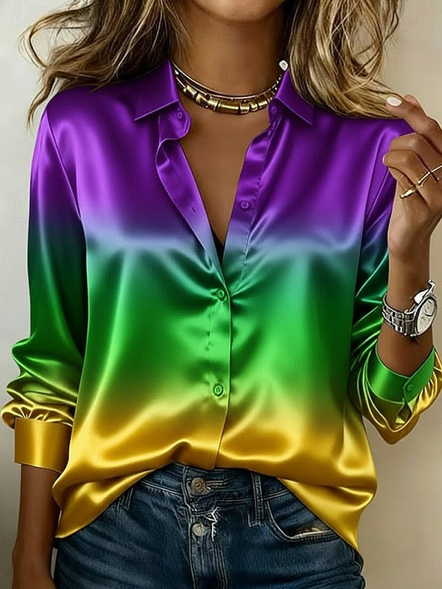 Mardi Gras Women's Shirt Graphic Geometric Abstract Vintage