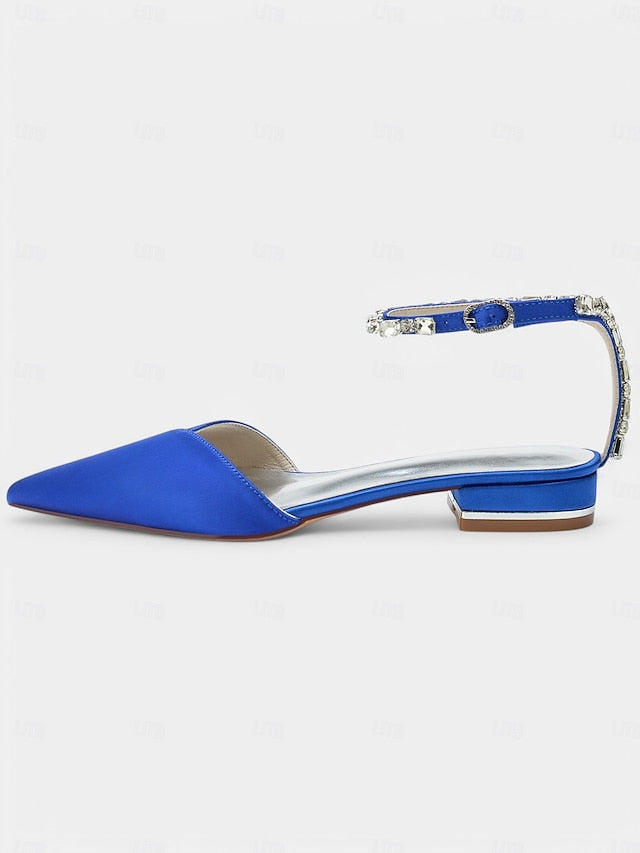 Strap with Crystal-Ankle Wedding Satin Shoes – Chic Black