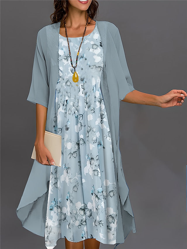 Women's Graduation Dress Midi Dress Two Piece Dress Set