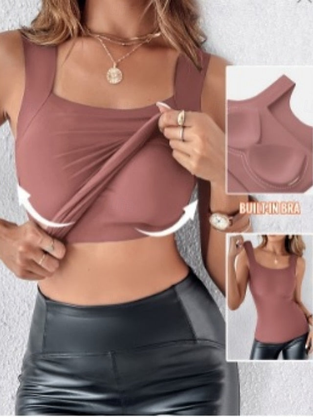 Women's Tank Top Sleeveless Shirt Tee Top Solid Color