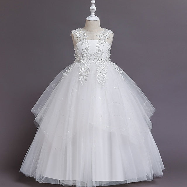 Solid Kids Dress Colored A Line Girls' Floral