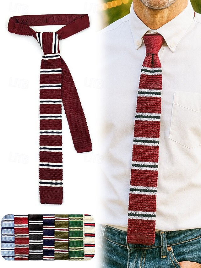 Christmas Stripe Men's Neck Woven - Stylish Knit Tie