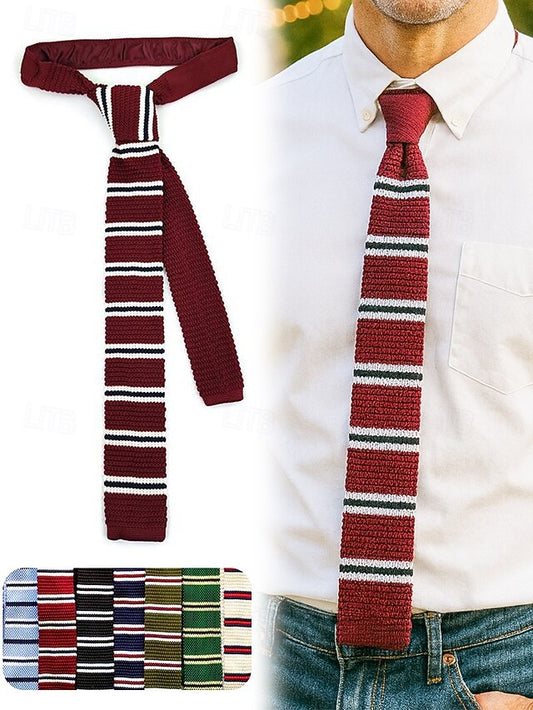 Christmas Stripe Men's Neck Woven - Stylish Knit Tie