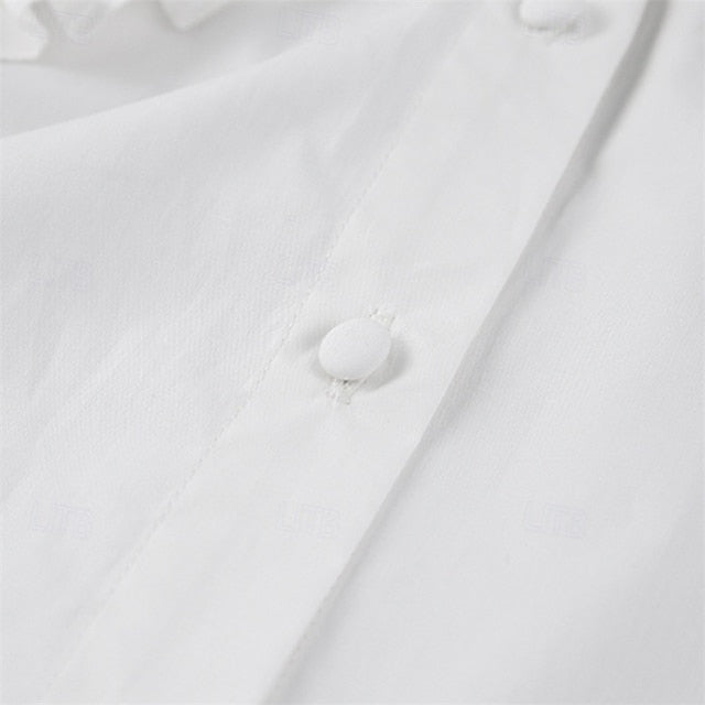 Women's Shirt Buttons Plain Daily Stylish Basic Long Sleeve