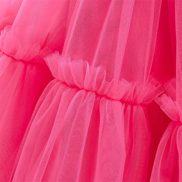 Sleeveless Party Kids Performance Solid Girls' Dress Color