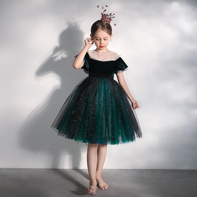 Color Girl Kids Short Girls' Dress Party Solid Flower