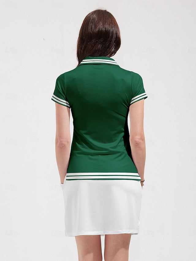 Women's Golf Polo Shirt Dark Green Short Sleeve Top Ladies