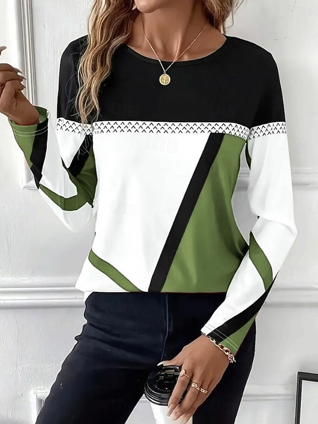 Easter Women's T shirt Long Sleeve Crew Neck Long Sleeve