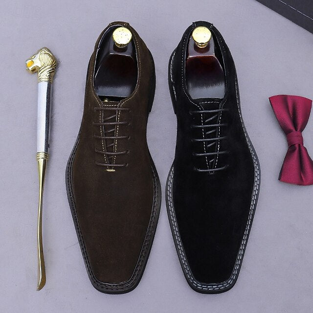 Suede Genuine Leather Cowhide Shoes Men's - Oxford