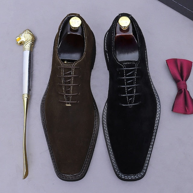 Men's Shoes Oxford Cowhide Suede Leather - Genuine