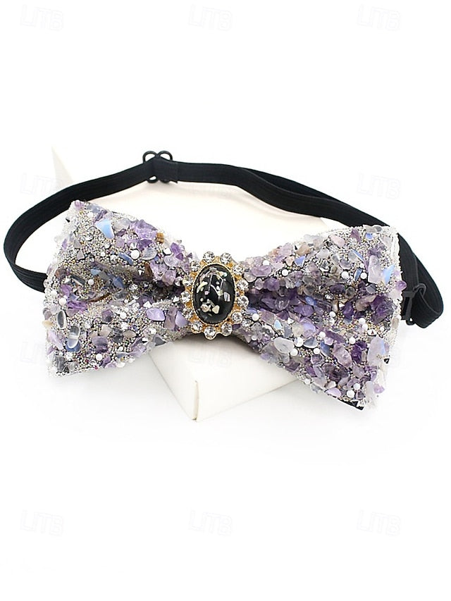 Men's Tie Bow with Luxury Strap Adjustable Gemstone –