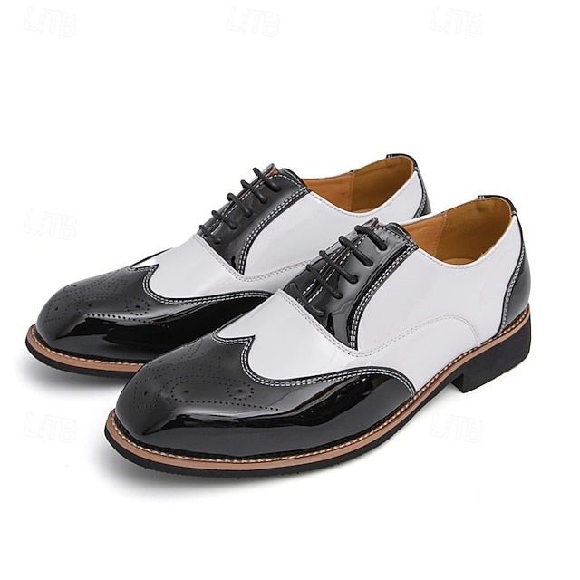 Black Men's Patent with Shoes Gold Oxford and Leather