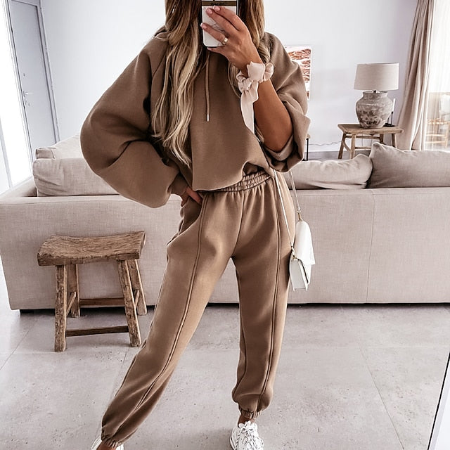 Women's Tracksuit Pants Sets Sweatshirt Long Sleeve Hooded