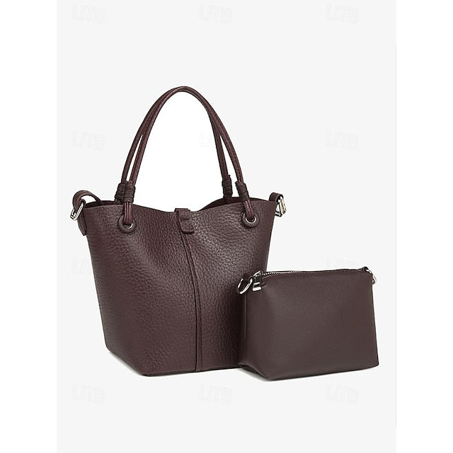 with Pouch Bucket Leather Stylish Bag – Women's Matching