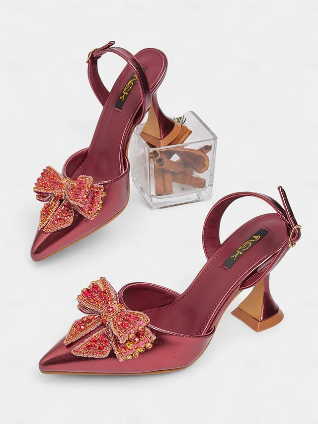 Pumps Slingback Gold - Metallic Toe Pointed High Women's