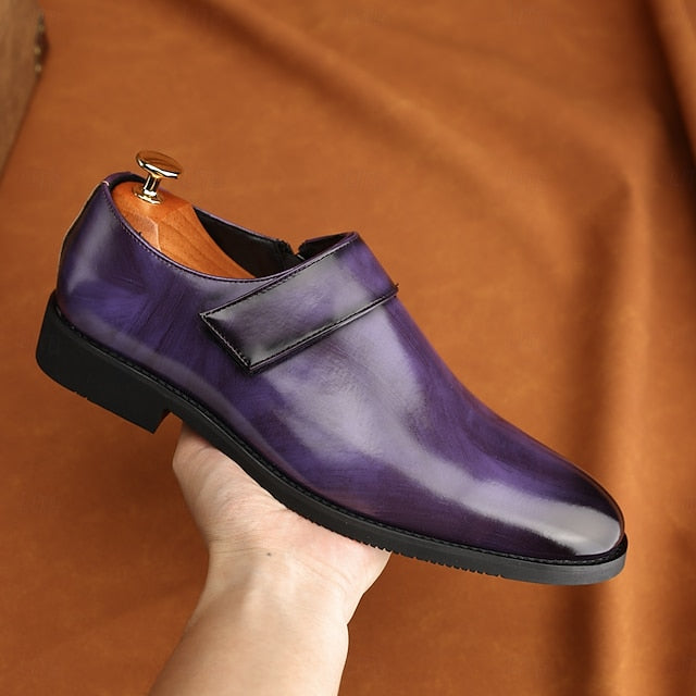 Men's Leather Business Shoes Slip-On Loafers Brown