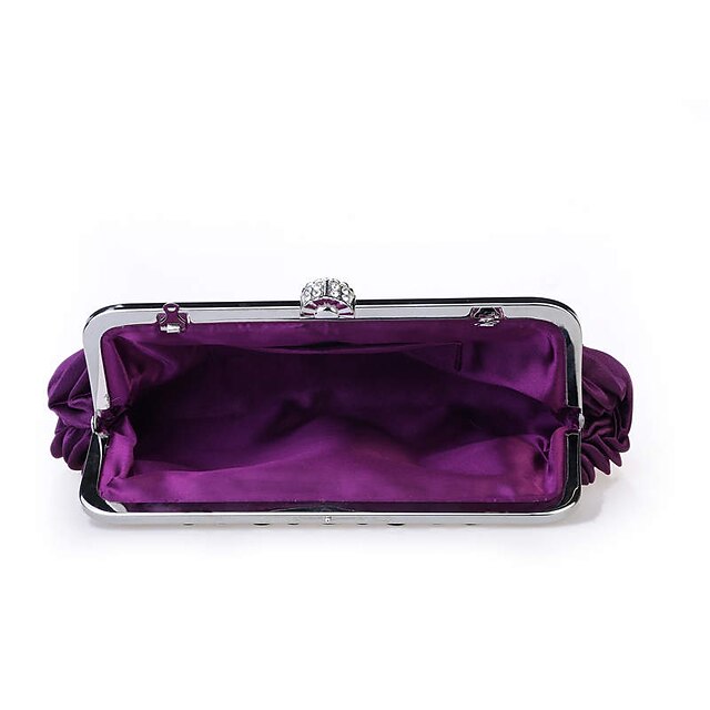 Women's Pleated White Elegant Evening Satin Clutch –