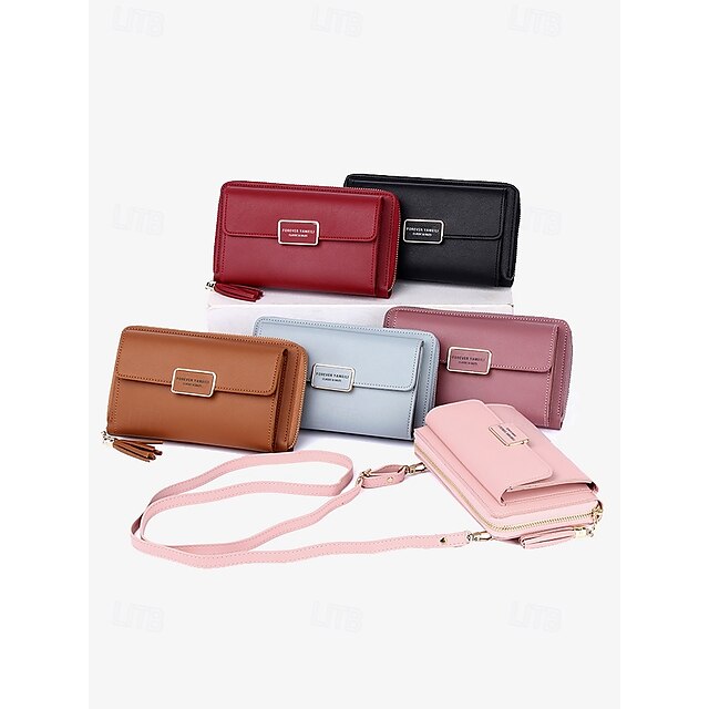 Crossbody Women's Leather Wristlet PU Phone Mobile Bag