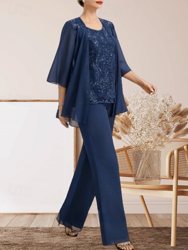 Dress Mother of Guest the Elegant Piece Pantsuit Bride 3 Wedding