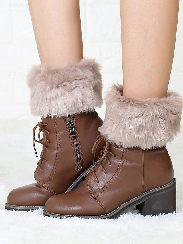Faux Fur Boot Cuff Warmers – Cozy Knit Boot Socks with Fluffy