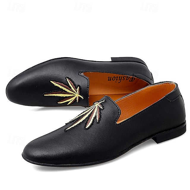 Faux Leather Loafers with Feather - Prom Men's White Shoes