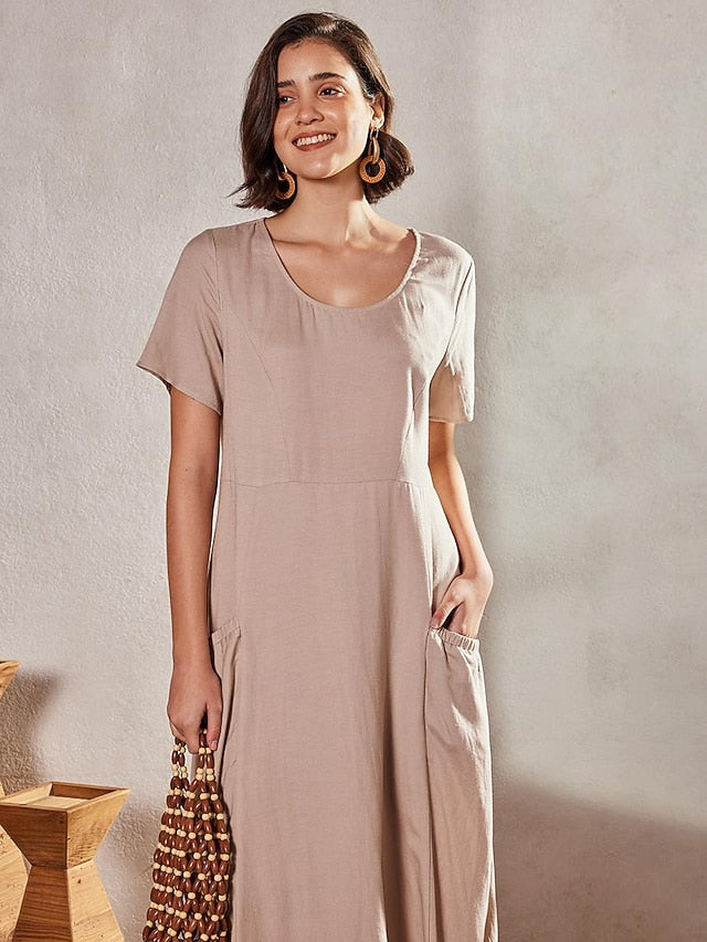 Women's Pink Sky Blue khaki Summer Maxi long Dress Maxi