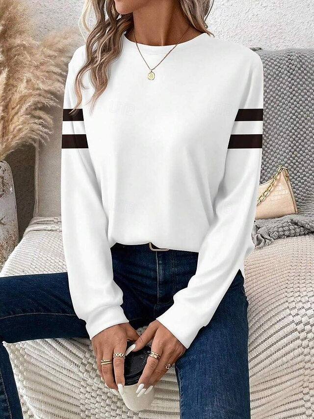 Women's T Shirt Print Graphic Striped Fashion Casual Long