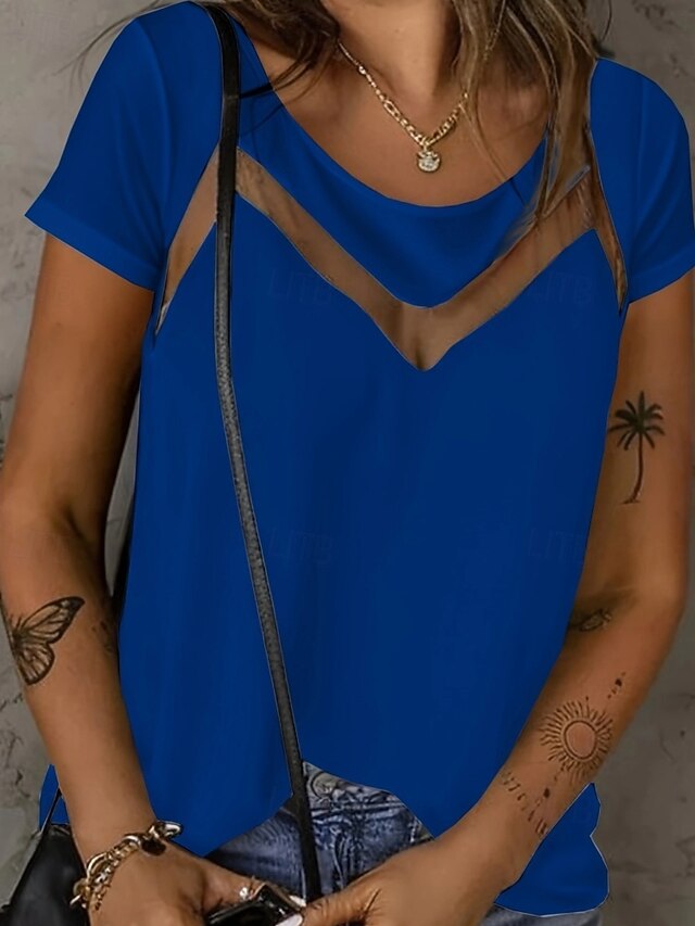 Women's T Shirt Tee Top Lace Plain Fashion Stylish Classic