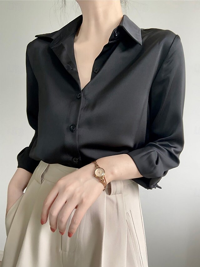 Women's Blouse Buttons Solid Color Elegant Daily Stylish