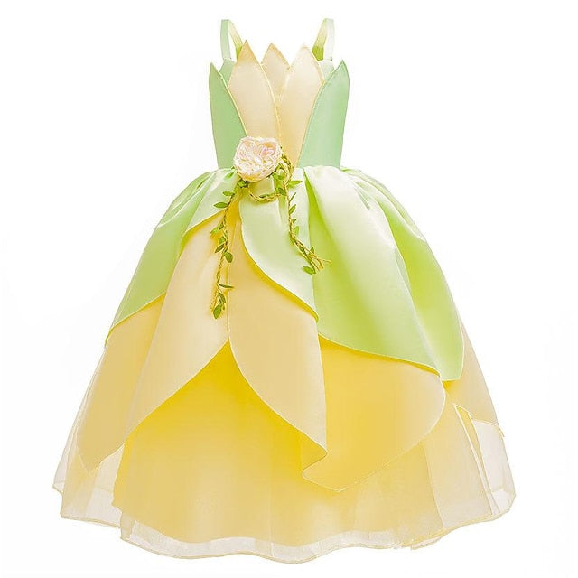 Tinker Flower Girl Tiana Dress Theme Fairytale Princess Bell