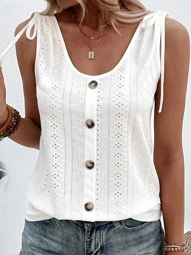 Women's Camisole Tank Top Eyelet top Dressy Tops Plain