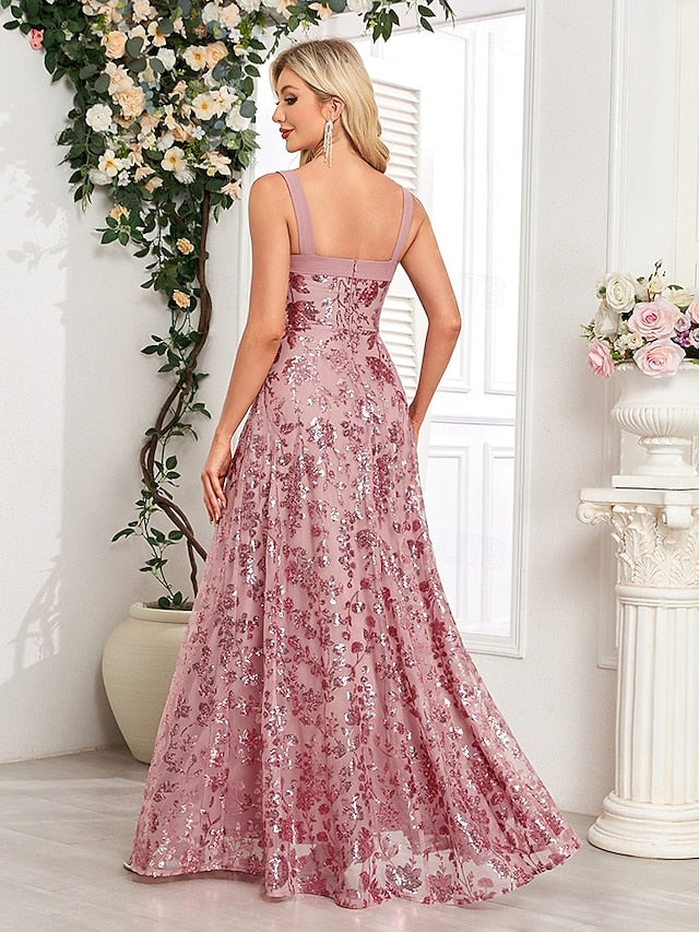 A-Line Evening Gown Vintage Dress Formal Prom Floor Length