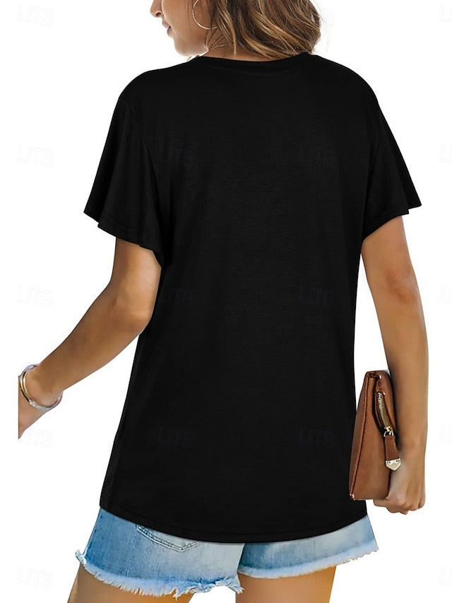 Women's T Shirt Solid Color Plain Classic Modern Casual