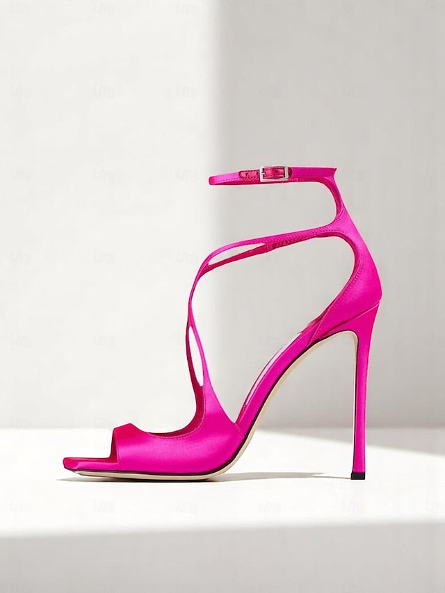 Heels Lavender Satin Crisscross Elegant - Stiletto Women's