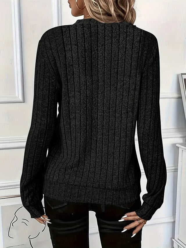 Women's Blouse Zipper Solid Color Stylish Casual Long