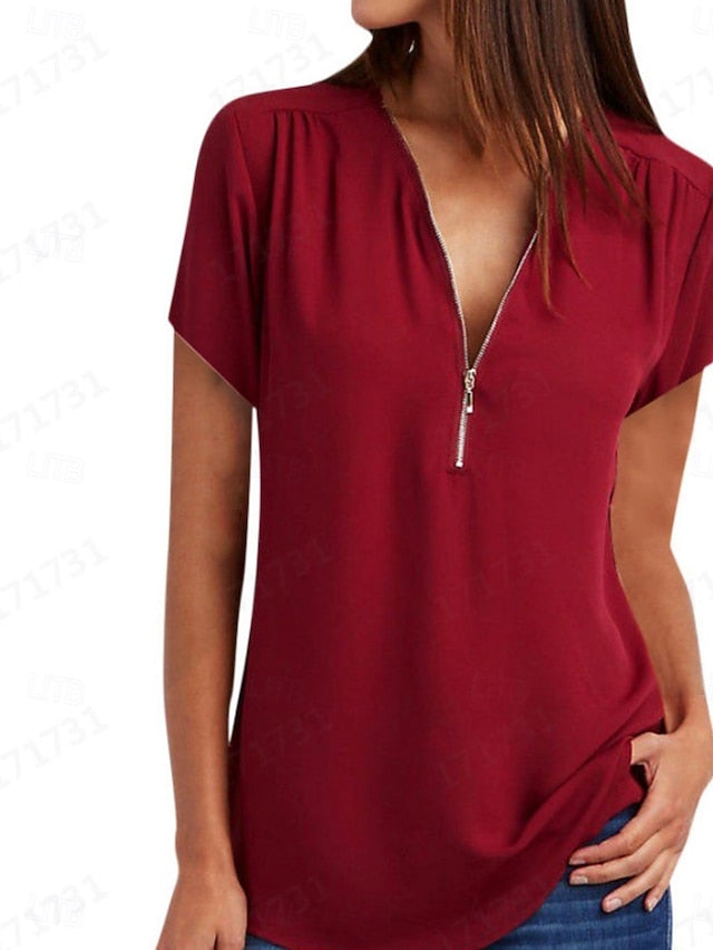 Women's T Shirt Solid Color Plain Fashion Modern Casual