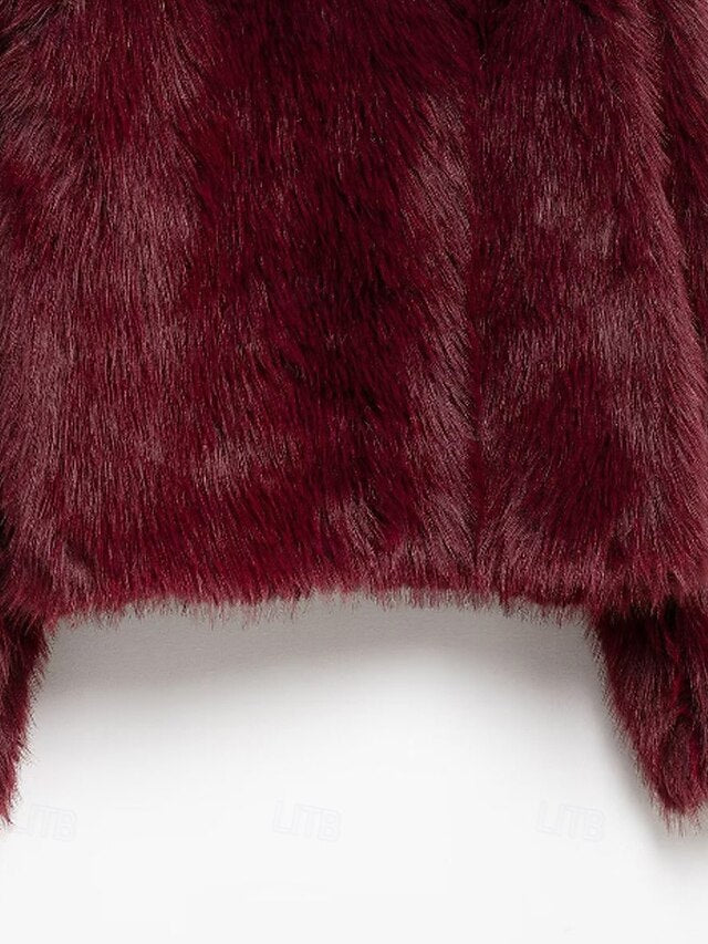 Coat Warm Leathers Faux Fur Furs Comfortable Women's