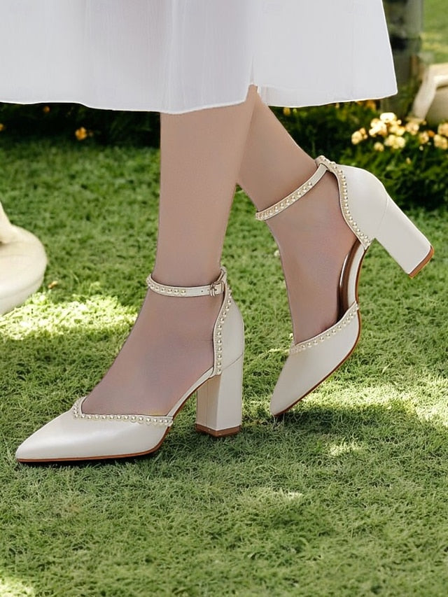 Heels Elegant Wedding Pearl-Embellished Women's