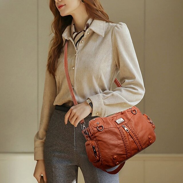 Leather PU Shoulder Women's Hobo Boston Bag Handbag