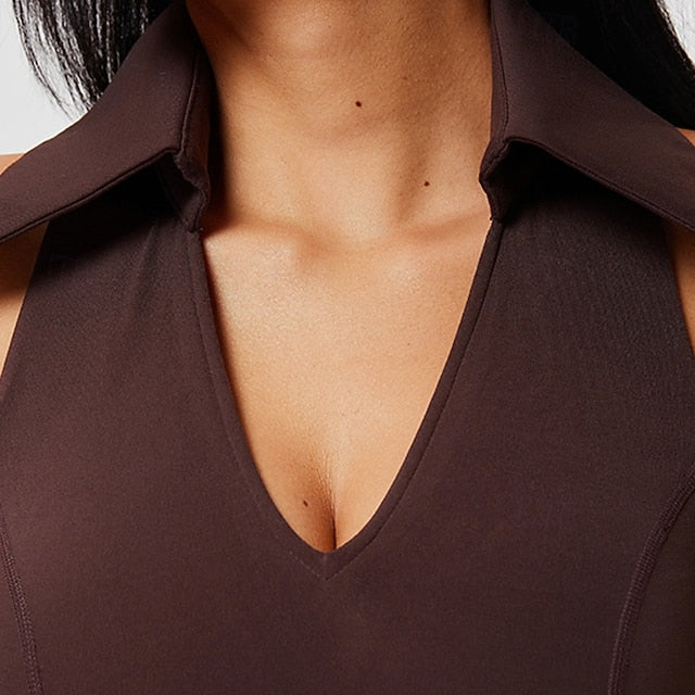 Women's Solid Colored Halter Tank Top Build-in Bra UV