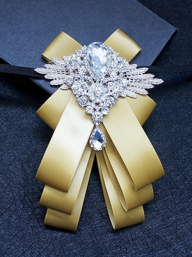 Pin Crystal Luxury Bow Ribbon - Brooch Men's Tie Elegant