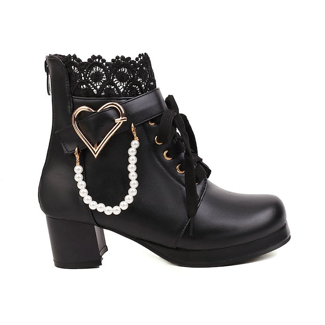 Wedding Shoes Ankle Bridal White Lace-Up – Women's Boots