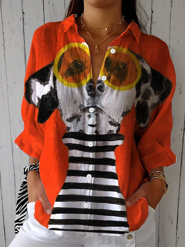 Women's Shirt Ruched Graphic Animal Elegant Vacation