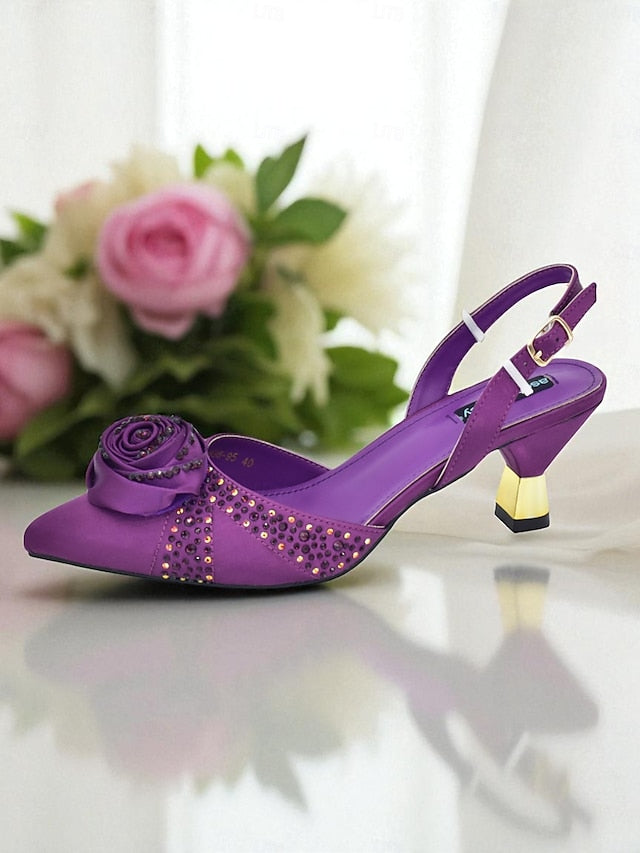 - Slingback Heels Matching and Set Clutch Gold Women's