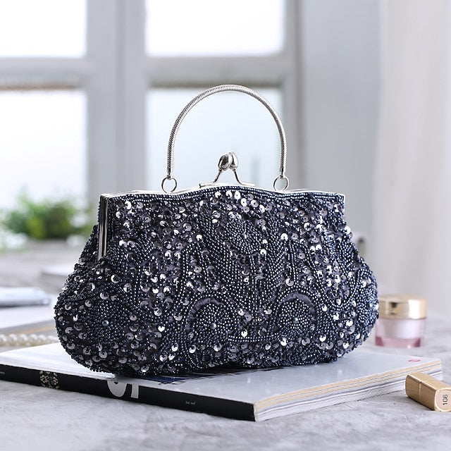 Women's Purse Beaded Vintage Clutch – Evening White
