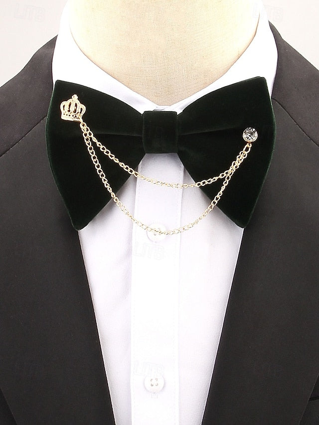 Tie Men's Chain Bow – and Velvet with Detail Crown