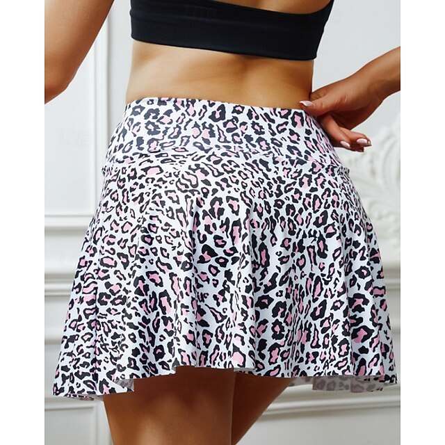 Women's Leopard Stripes Casual Skirt Tennis Skirts with