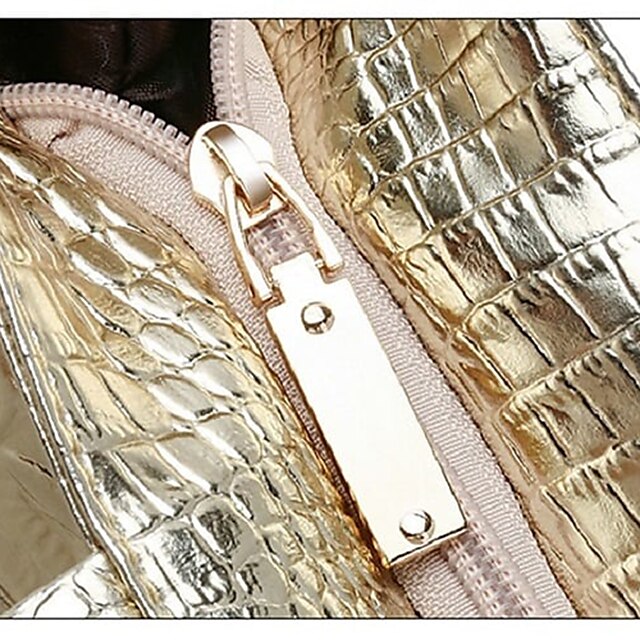 Embossed Women's Faux Tote | Croc Bag Silver Capacity Large